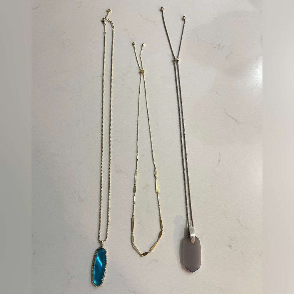 3 Kendra Scott necklaces - stone & gold